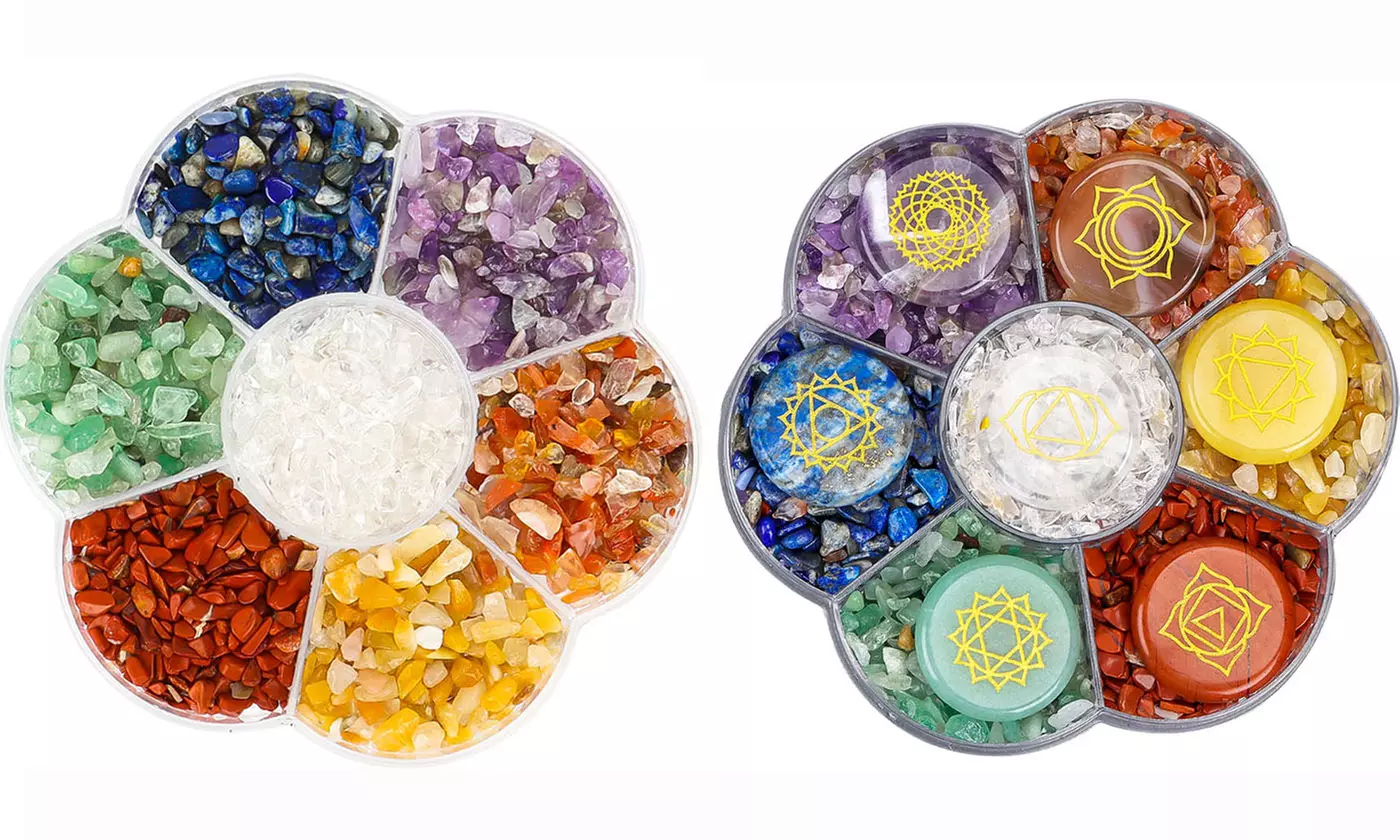 7 Chakra Healing Natural Crystal Chip Stone Beads Set for Jewelry Making  - Primary Image
