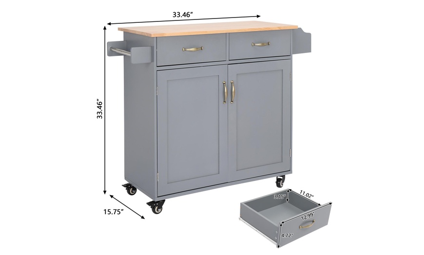 Rolling Kitchen Cart with Wood Top Kitchen Island with Storage Drawer ...