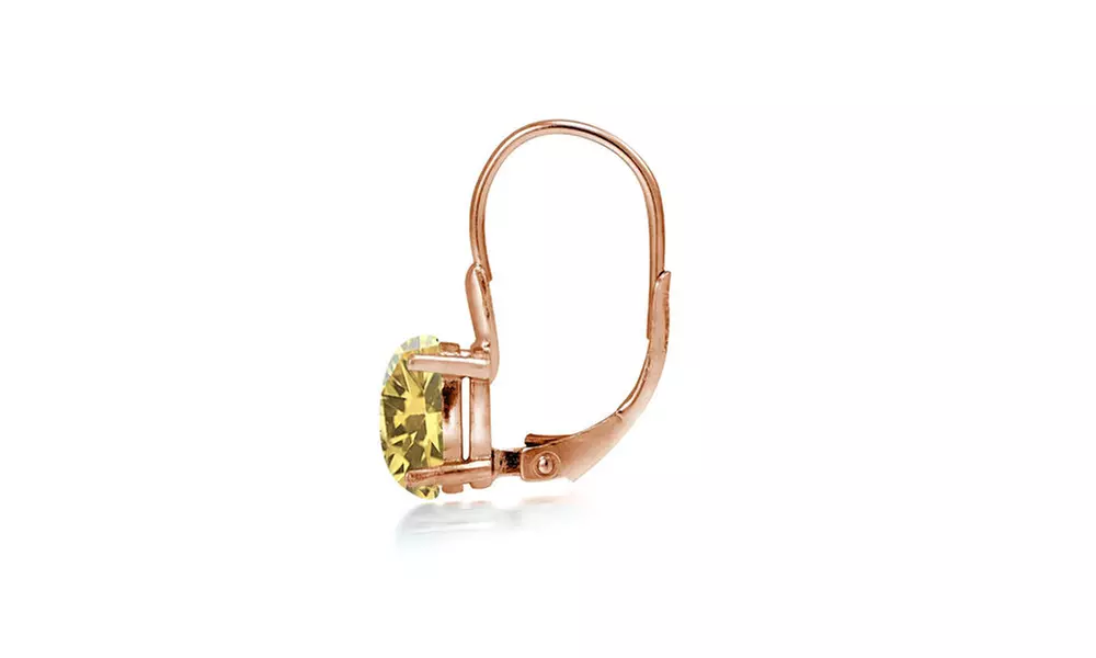 Rose Gold Flashed Sterling Silver Citrine 8x6mm Oval Leverback Earrings 
