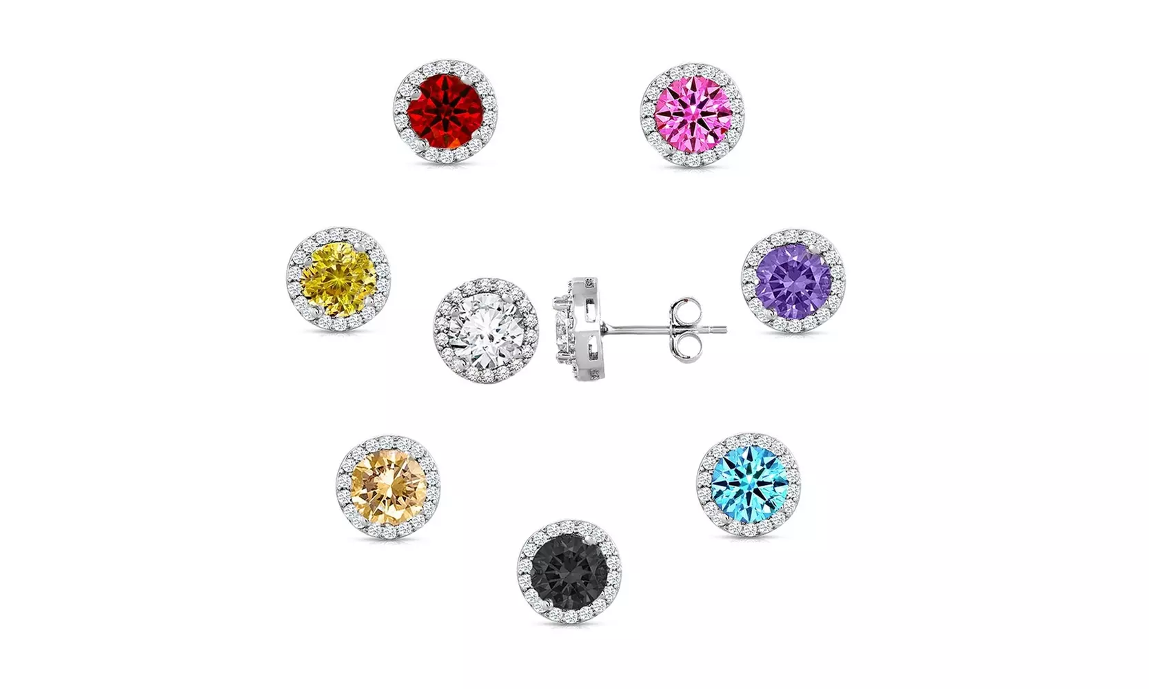 Sterling Silver 3.00 CTTW Cubic Zirconia Halo Studs 