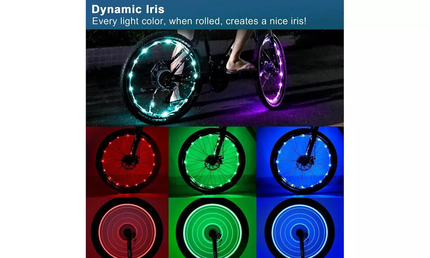 2 Pack LED Bicycle Wheel Light, 7 Colours in One Waterproof Bicycle - Second Medium