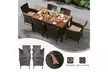 Costway 7 Pieces Outdoor Wicker Dining Set with Acacia Wood Table and 6 Chairs - Second Medium