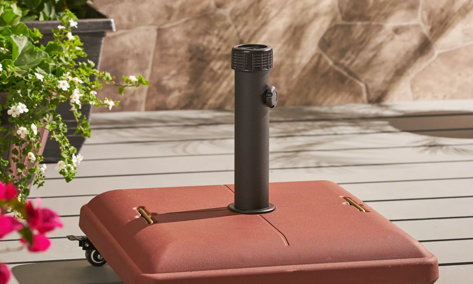 Louise Outdoor Square 80lb. Umbrella Base with Umbrella Holder - Primary Image