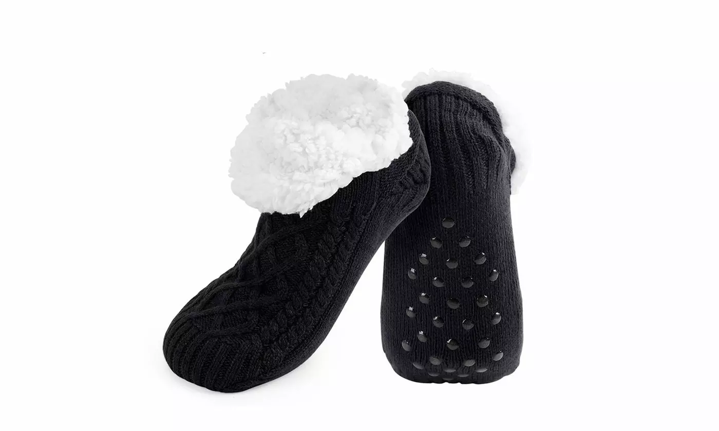 Women's Winter Thick Warm Fuzzy Slipper Socks with Grip