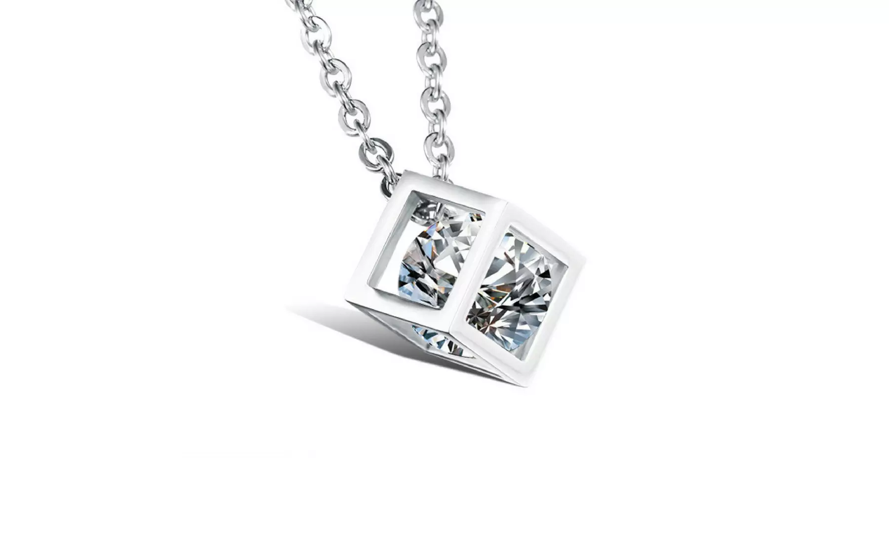 Sterling Silver Solitaire Floating Necklace made with crystals from Swarovski - Primary Image