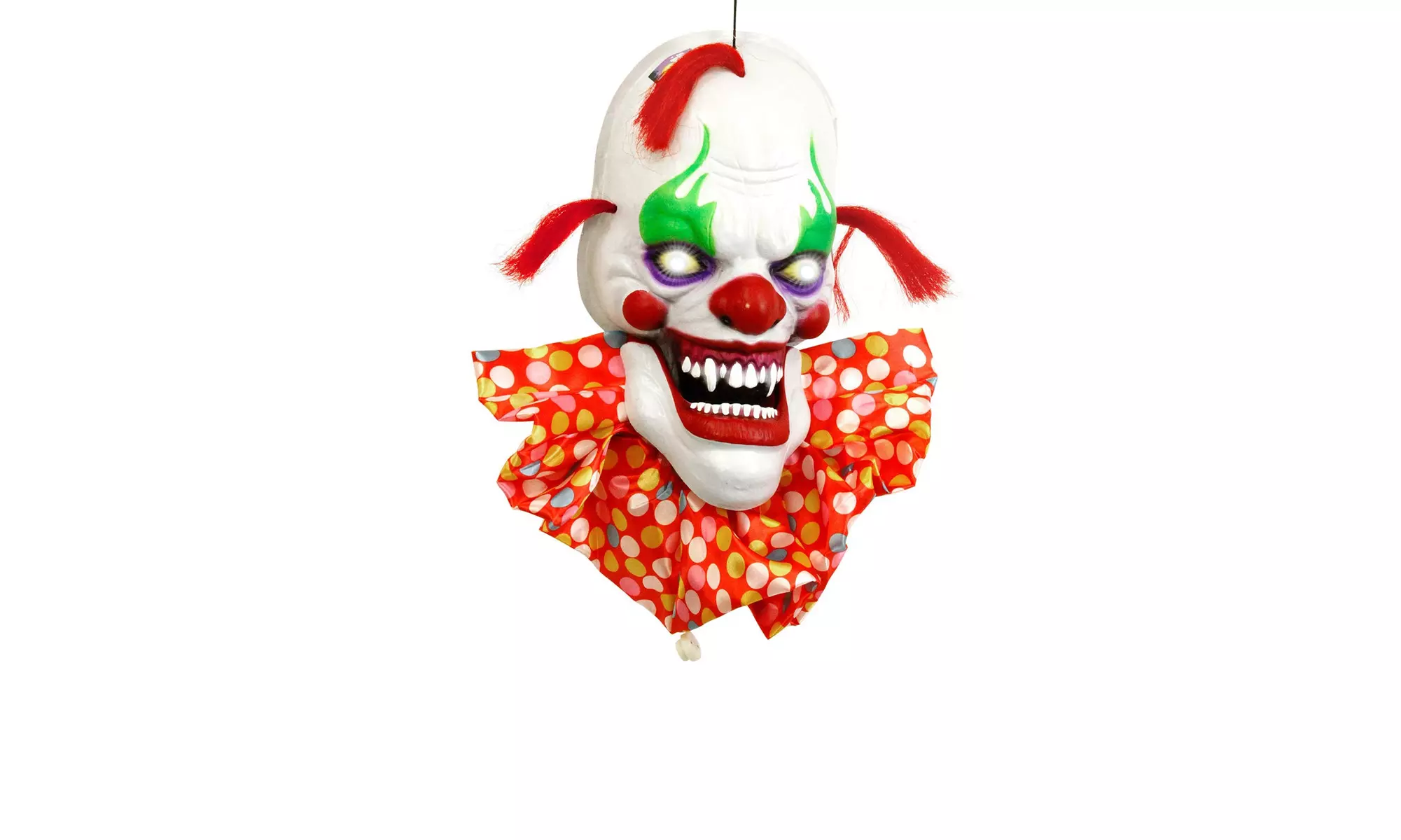 Halloween Hanging Scary Circus Clown Head w/ Flashing Multi-Color LED Eyes - Primary Image