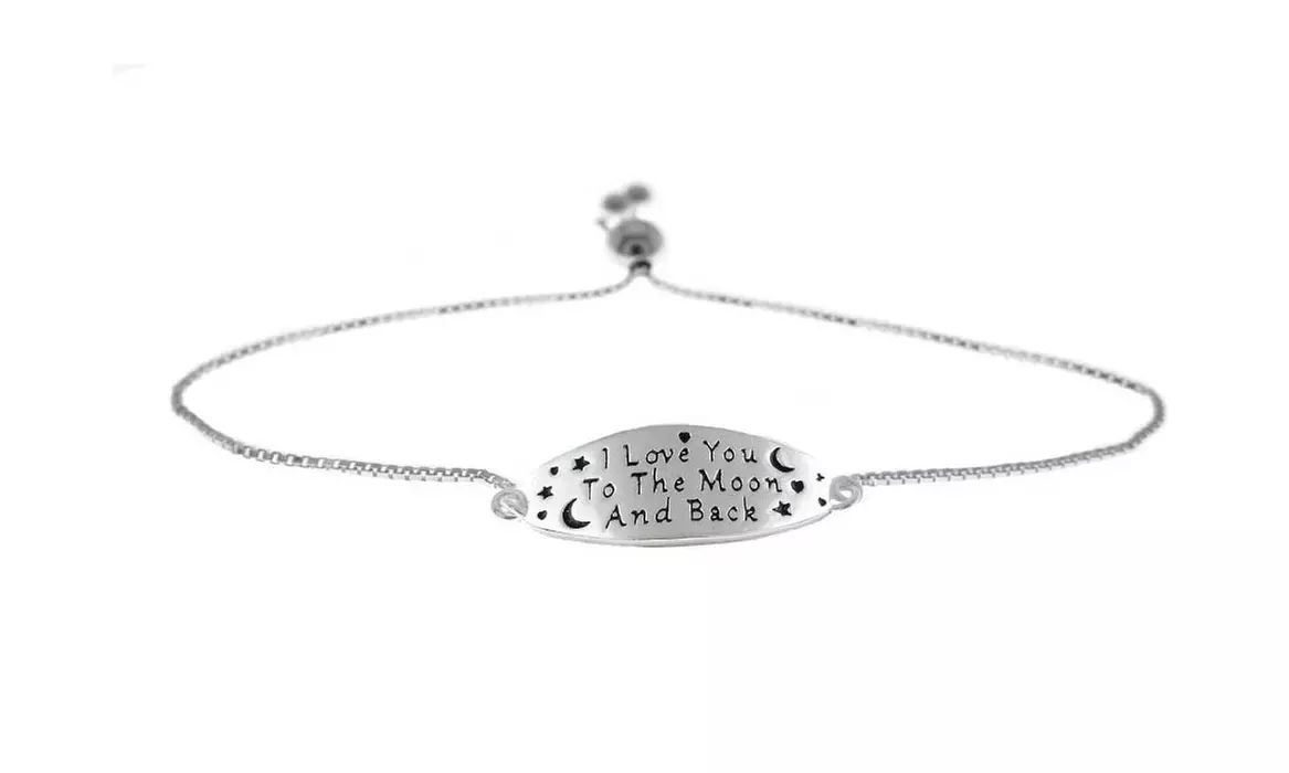 925 Sterling Silver Adjustable Bracelet With Love Engravings - Multiple Options