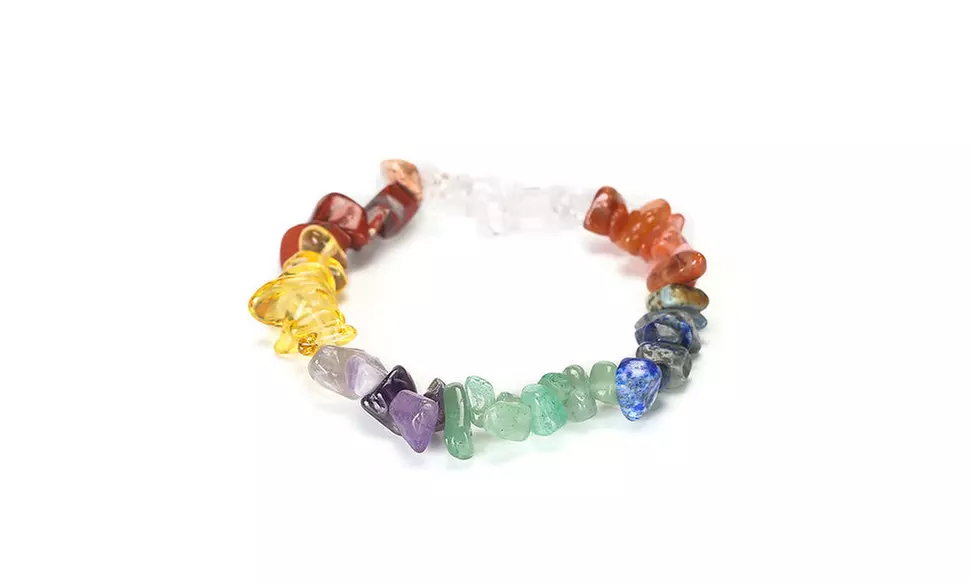 7 Chakra Natural Crystal Stone Stretch Bracelets  - Primary Image