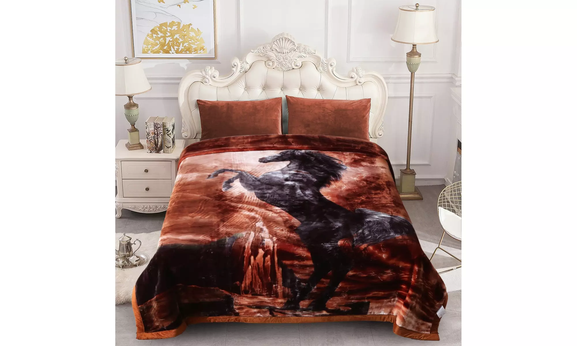 JML Heavy Fleece Blanket,2 Ply Printed Bed Blanket For King Size,85"x93",10Lb