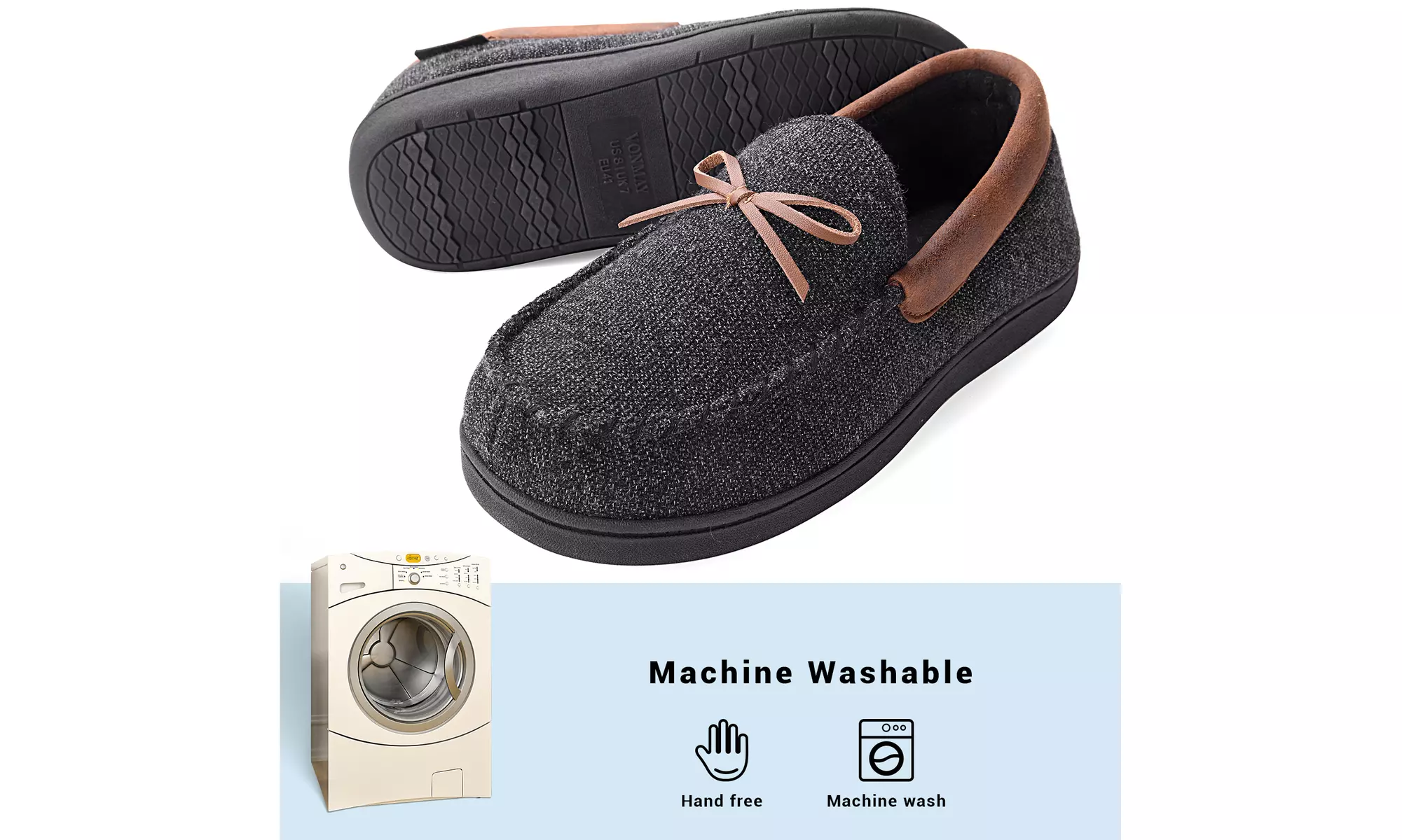 VONMAY Men's Moccasin Slippers Cozy Shoes Memory Foam Indoor Outdoor
