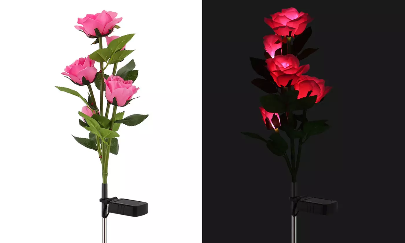 Solar Powered Waterproof Outdoor Solar Garden Stake Lights LED Rose Flowers