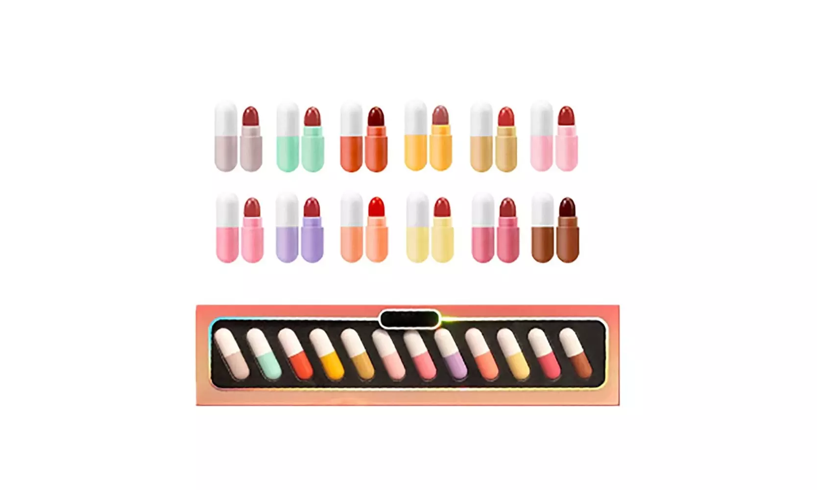 Capsule Lipstick Set for Girls 12 Pcs Mini Lipstick Lip Crayon Lip Pen Lip Stain - Primary Image