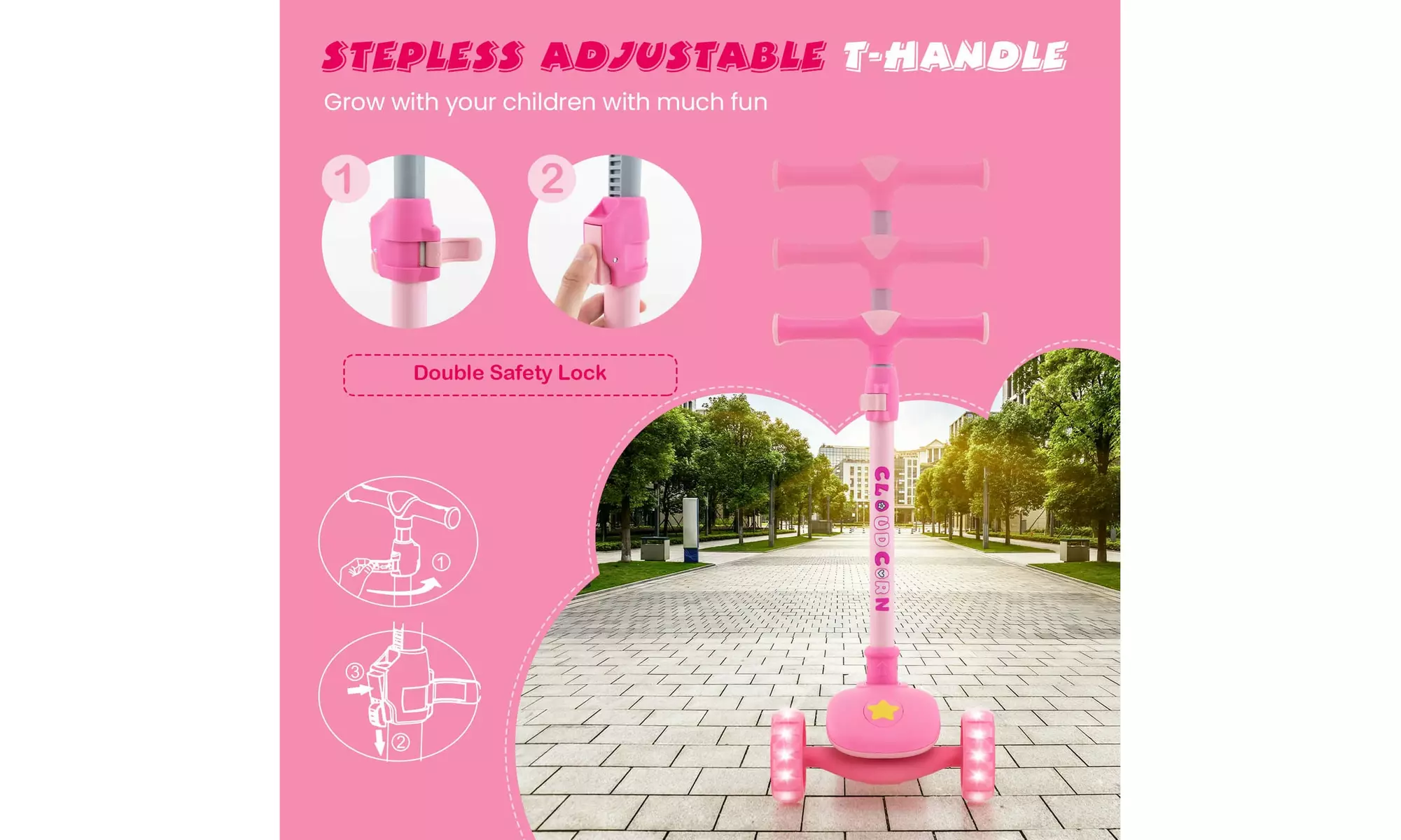 Costway 3-Wheel Kids Scooter Toddler Folding Balancing Kick Scooter