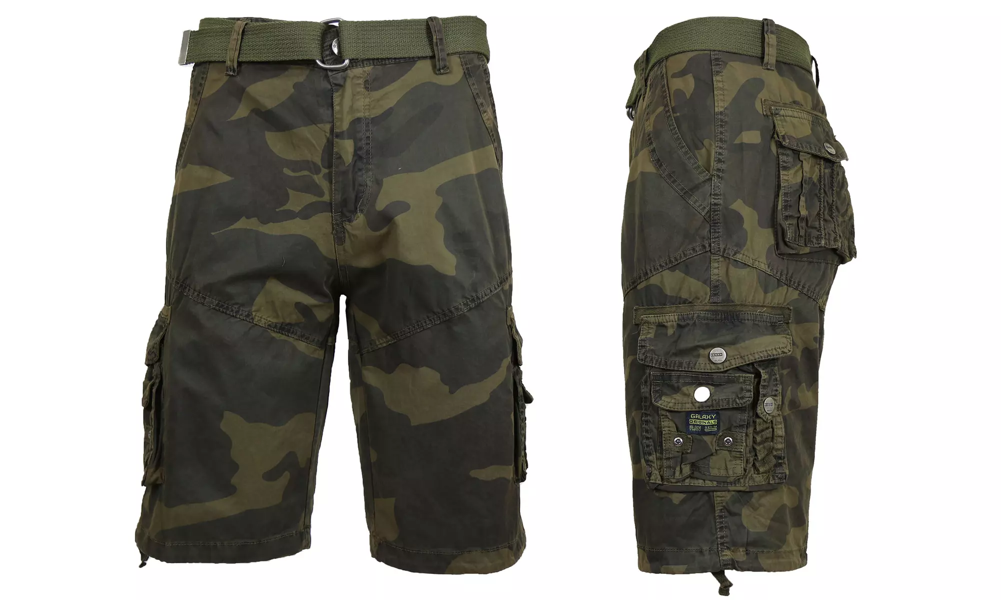 Men's Lightweight Cotton Cargo Belted Utility Shorts (Sizes, 30-42)