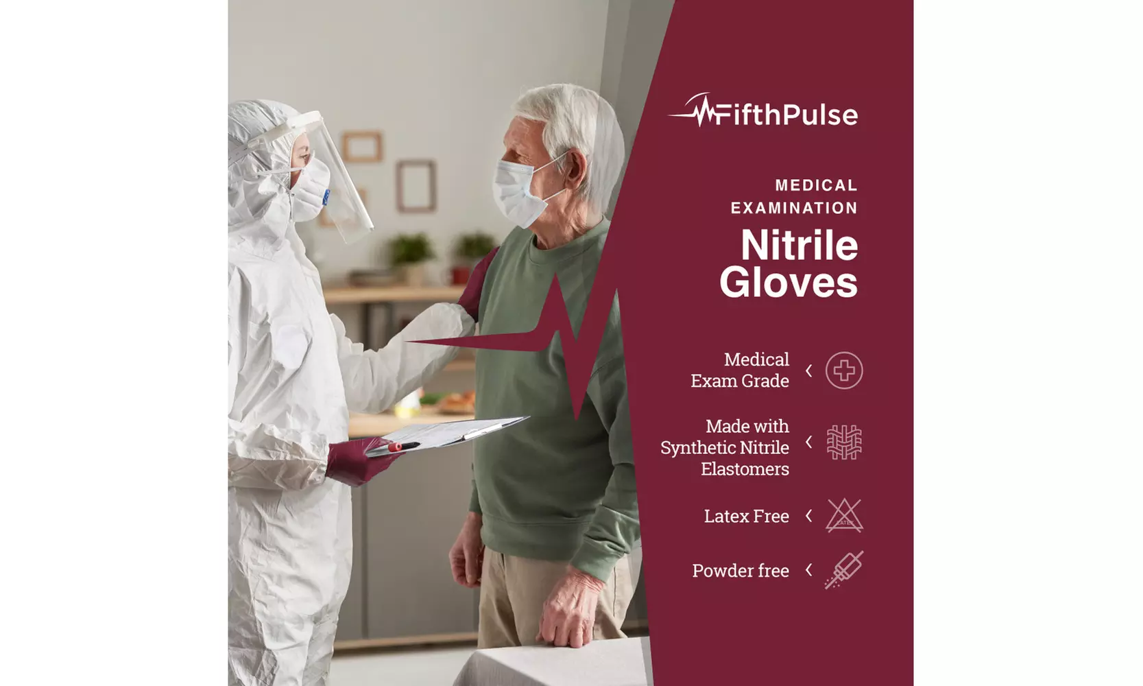 Fifth Pulse Nitrile Exam Latex Free & Powder Free Gloves - Box of 100