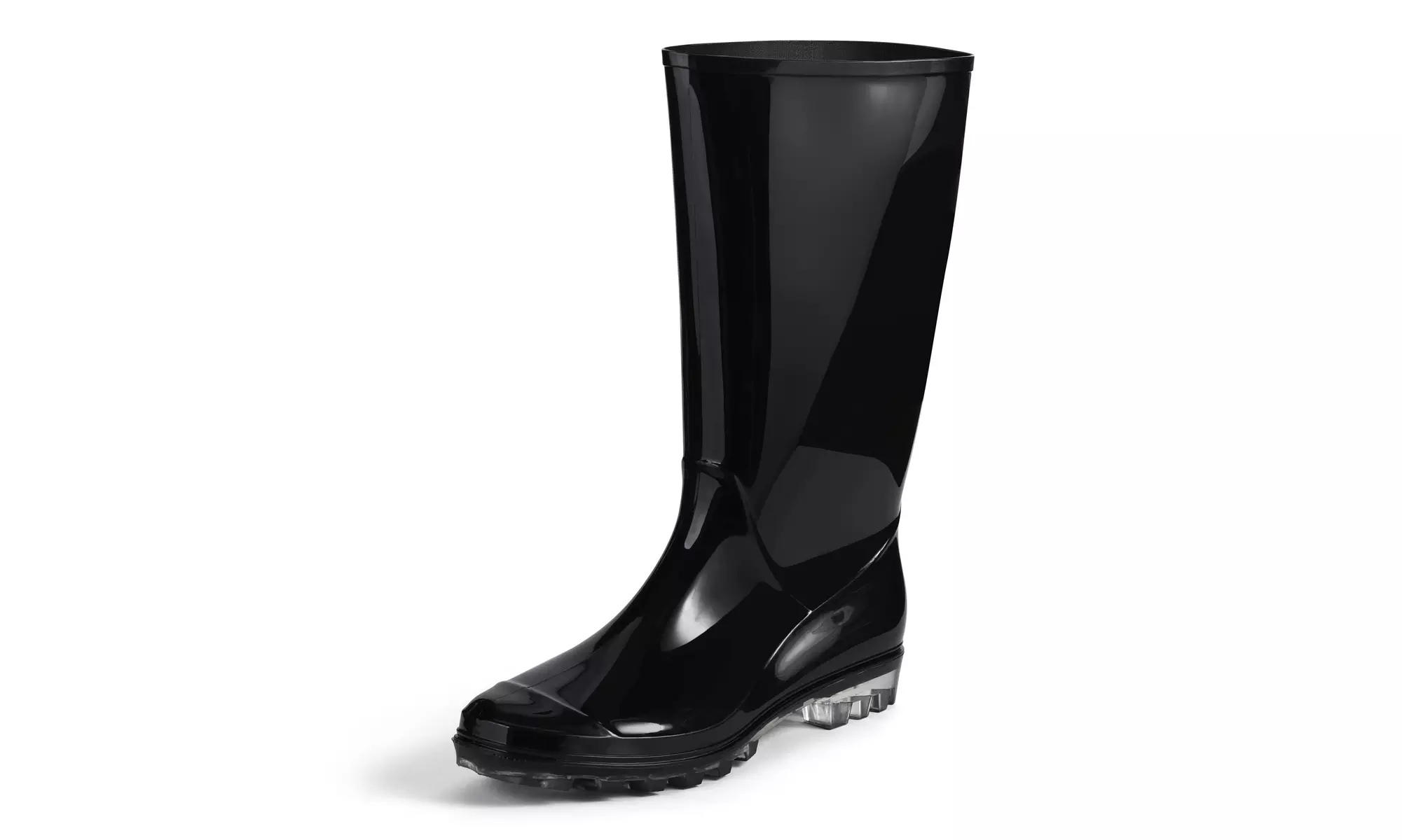 Roxoni Womens Black Rubber Rain Boots Wide Calf Waterproof and Clear Sole - Primary Image