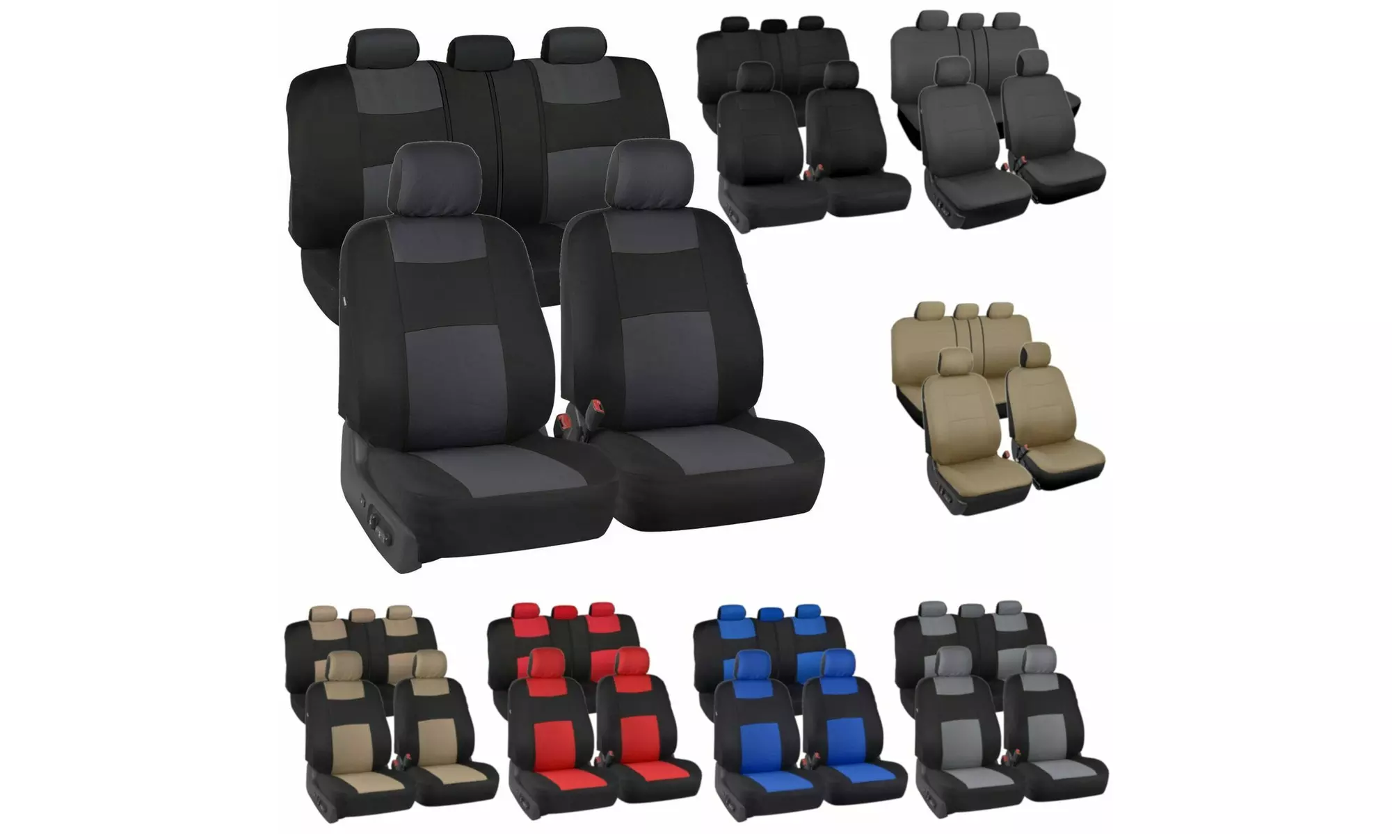 Auto Seat Covers for Car Truck SUV Van - Universal Protectors Polyester 12 Color - Primary Image