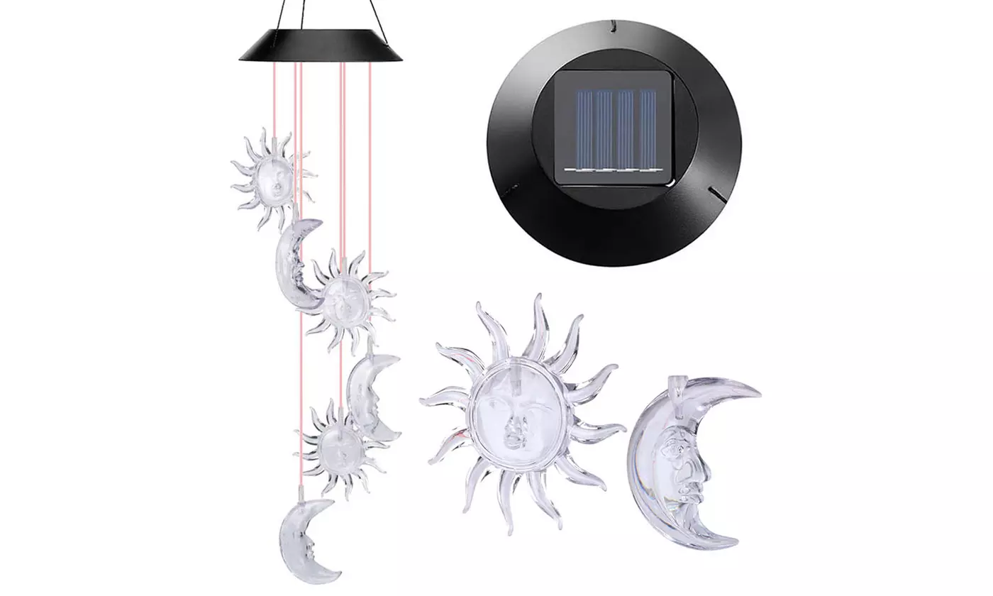 LED Color-Changing Solar Power Wind Chime Night Garden Decoration Spiral Spinner