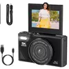 Digital Cameras 5K 75MP Vlogging Cam & 16MP Kids Camcorder - Black