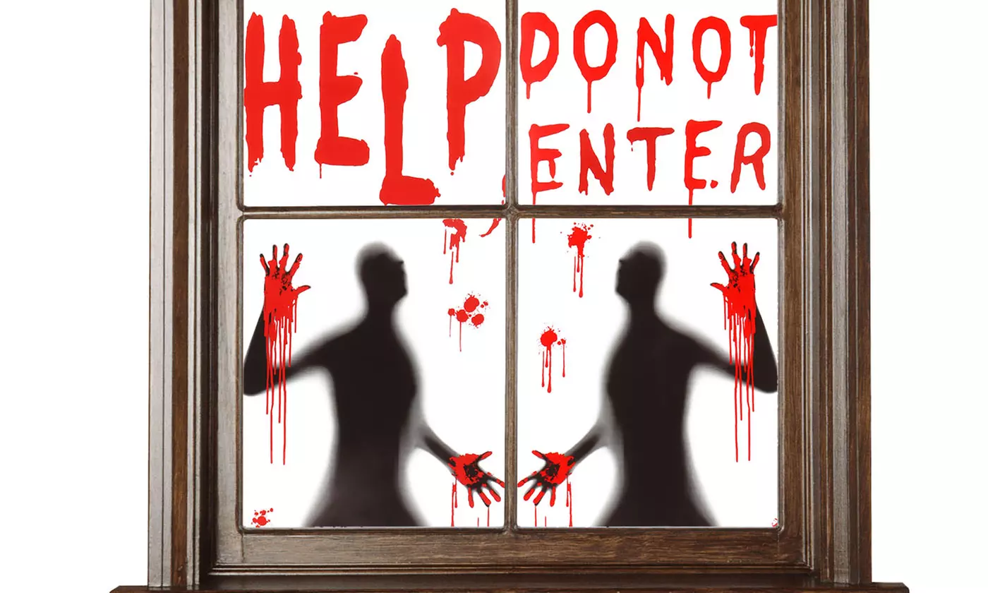 Halloween Bloody Window Clings Ghost Handprint Bloodstains PVC Stickers - Primary Image