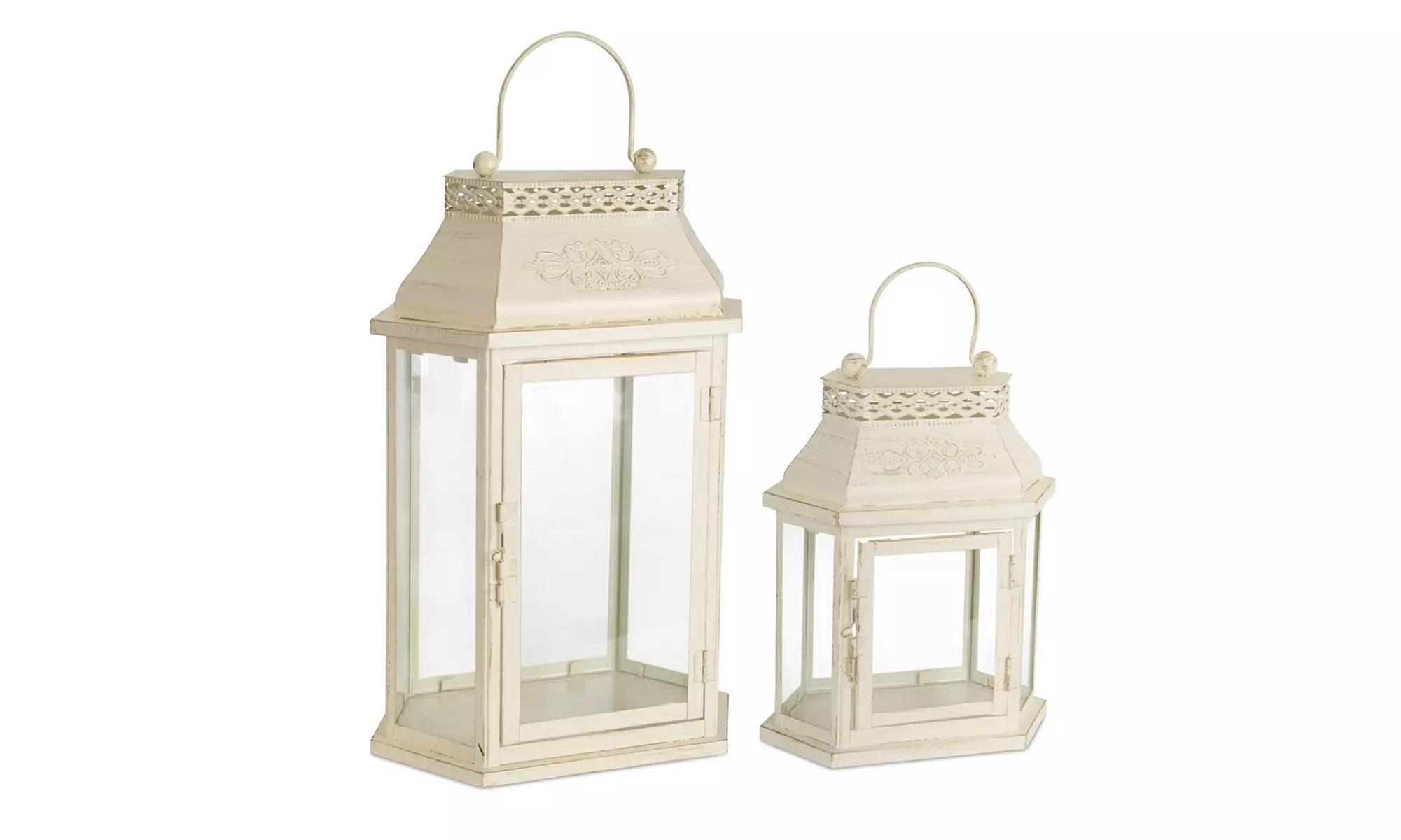Lantern (Set of 2) 10.5", 17"H Metal/Glass - Second Medium