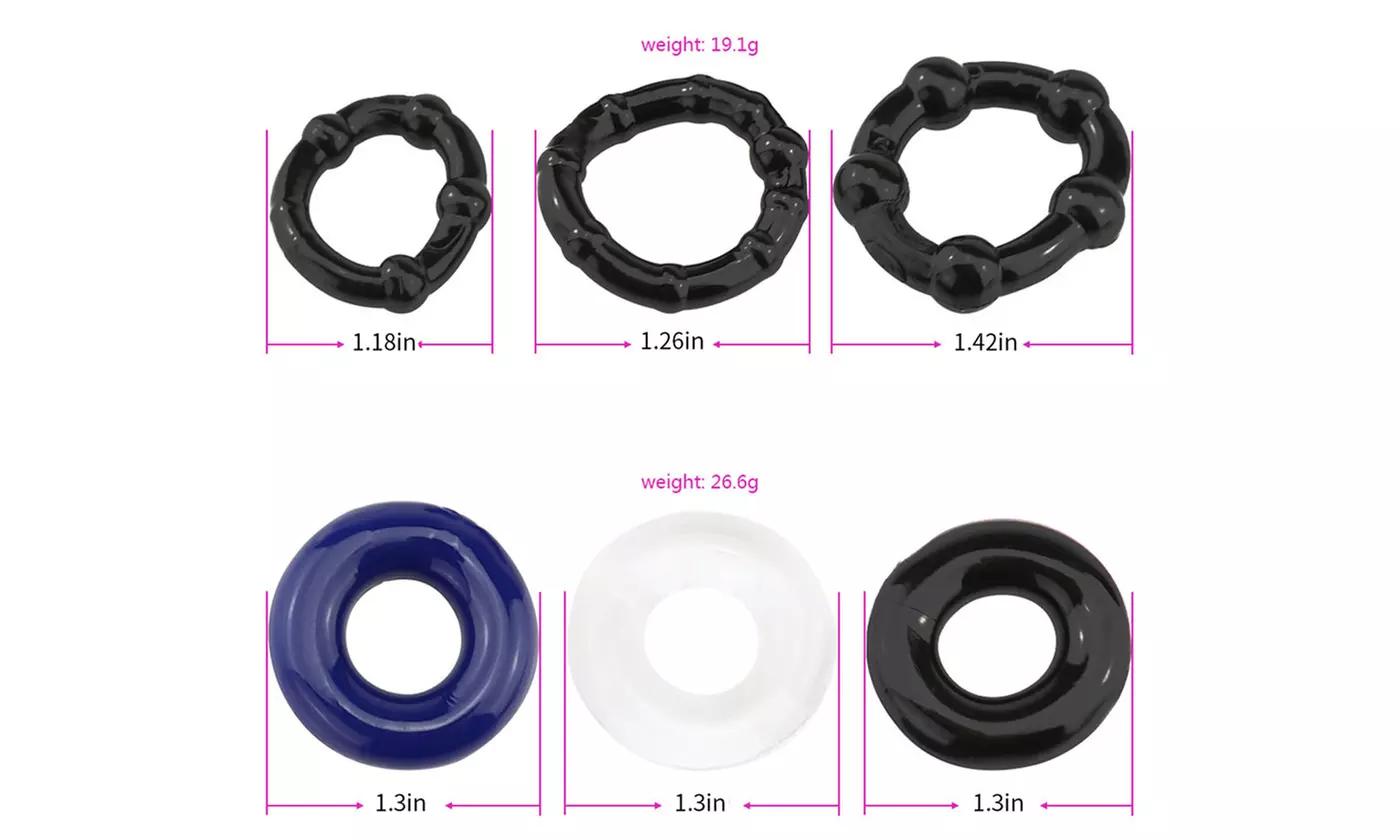 9 PCS Silicone Penis Ring Enhancer Prolong Sex Aid Tool
