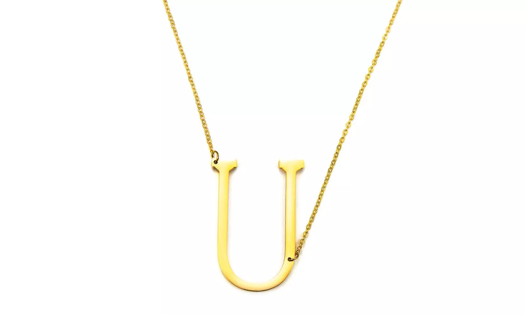 LESIES Big Letter Necklace Stainless Steel Initial Pendant