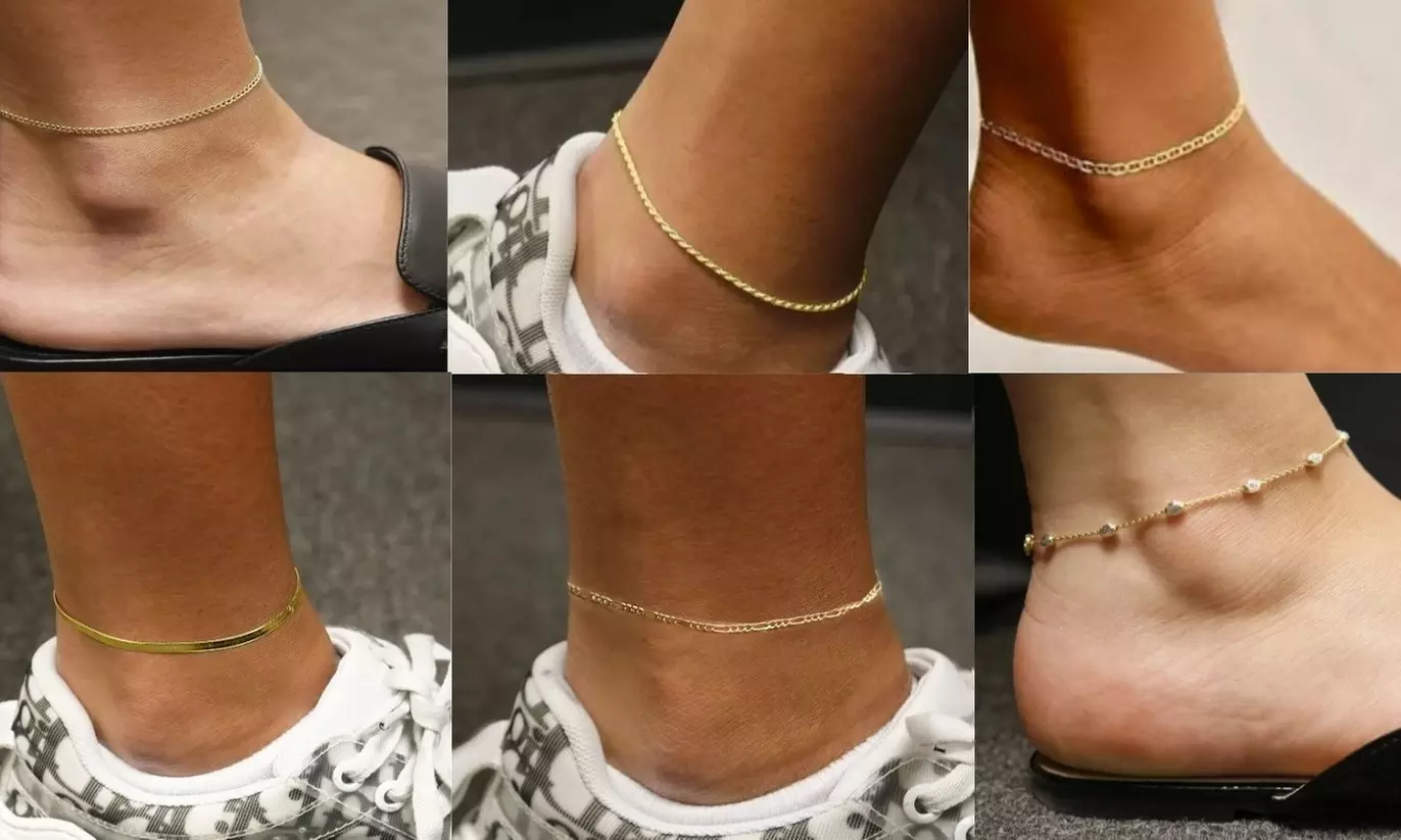  Italian Made 925 Sterling Silver Gold Anklet Chain Collection 9" and 10" Option