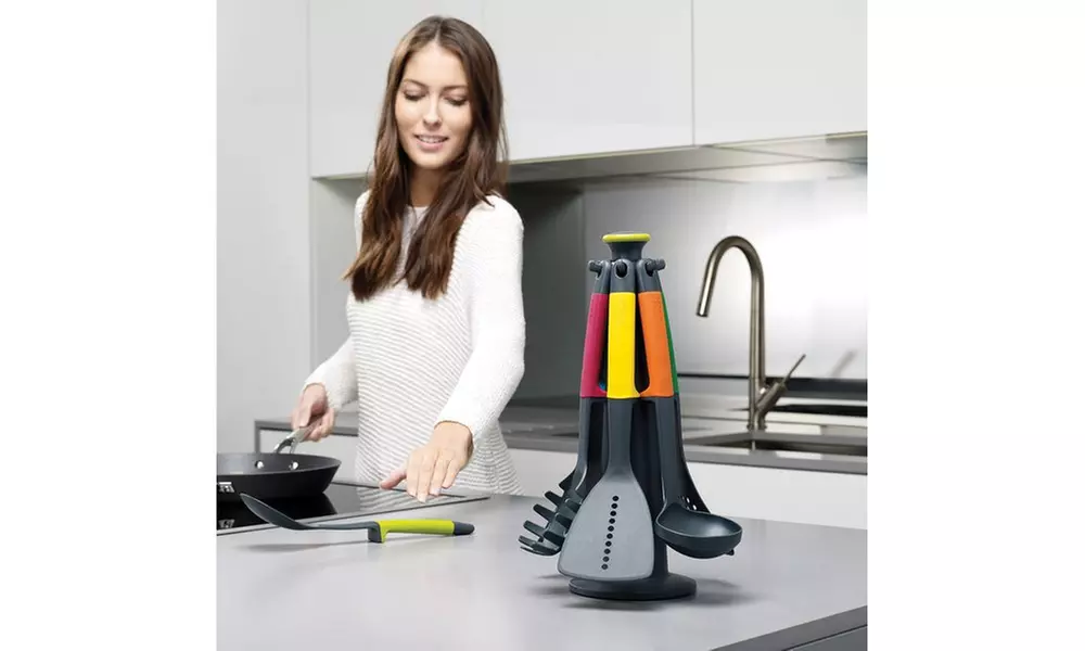 Joseph Joseph 6 Piece Kitchen Utensil Set with Storage Carousel, Brights (10118) - Second Medium