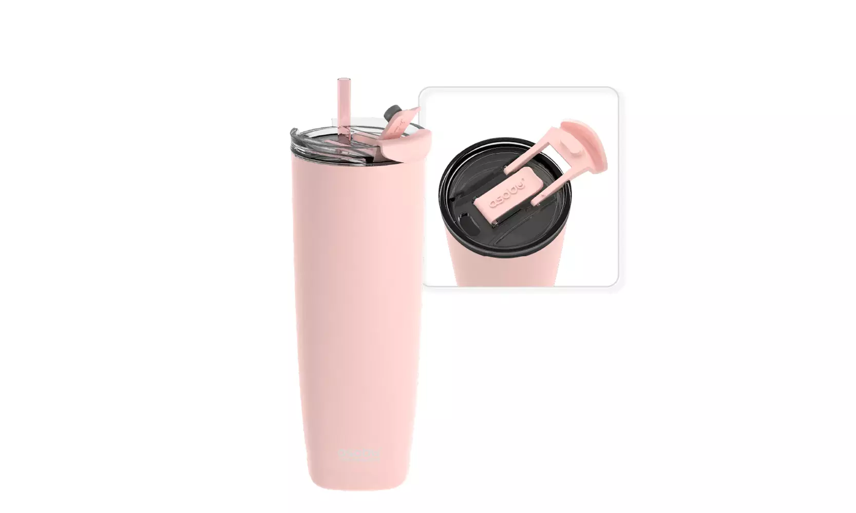 Asobu Aqualina 20oz Insulated Tumbler Water Bottle with Leakproof Lid and Straw