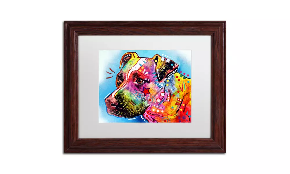 Dean Russo 'Pit Bull 1059' Matted Wood Framed Art - Primary Image