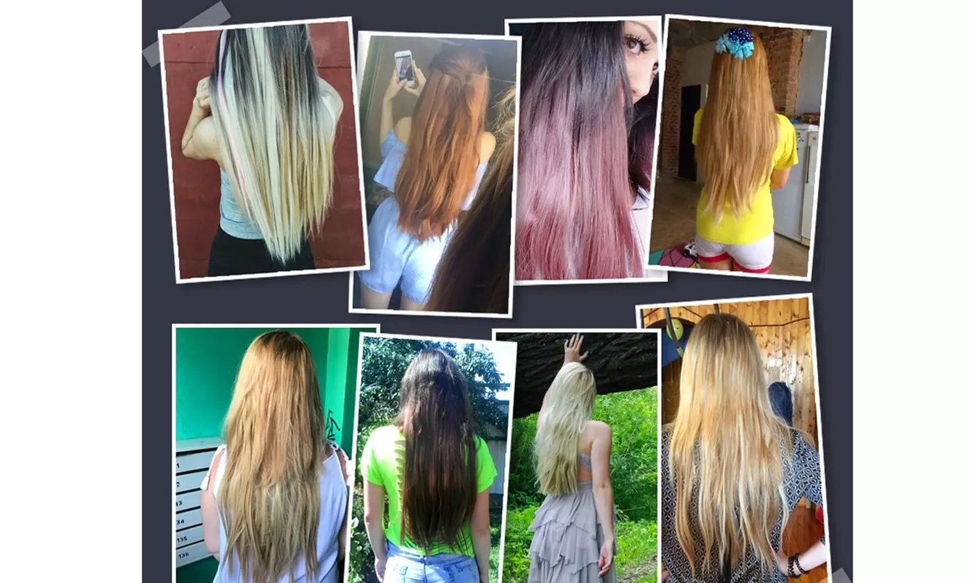 16 clips Long Straight Synthetic Hair Extensions Clips High Temperature Fiber