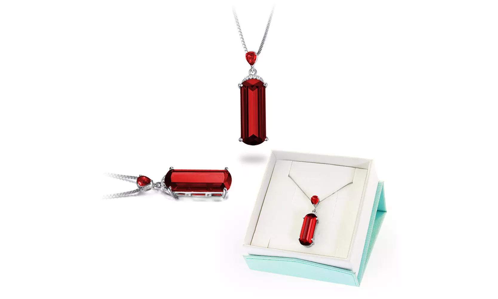 4.50 CTTW Genuine Diamond & Ruby Pendant in Sterling Silver Holiday Gift - Second Medium