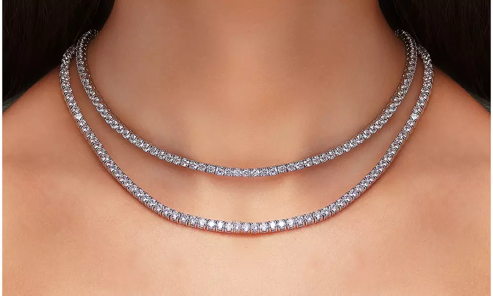32.00 CTTW Choker Tennis Necklace Made With Cubic Zirconia Stones