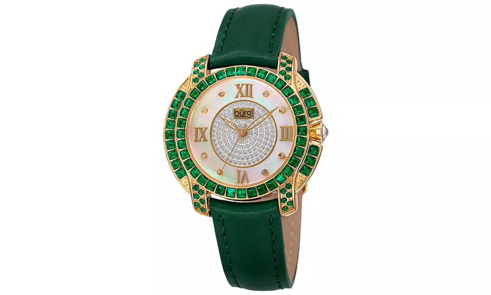 Burgi Women's Quartz  Leather Strap Watch With Crystals From Swarovski BURGP156 - Primary Image
