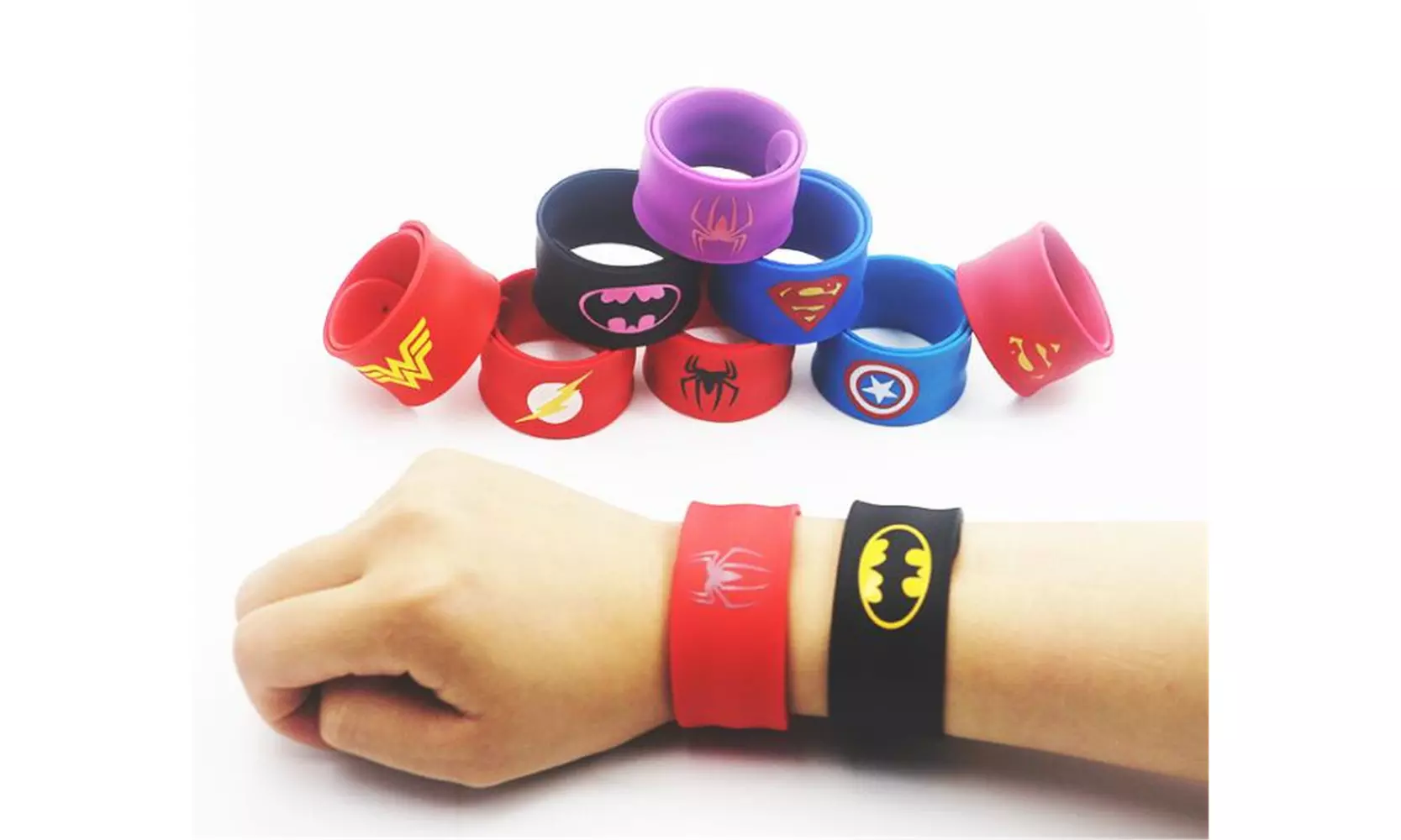 Silicone Superhero Slap Bracelet Marvel Avengers Birthday Party Supplies 9PC - Primary Image