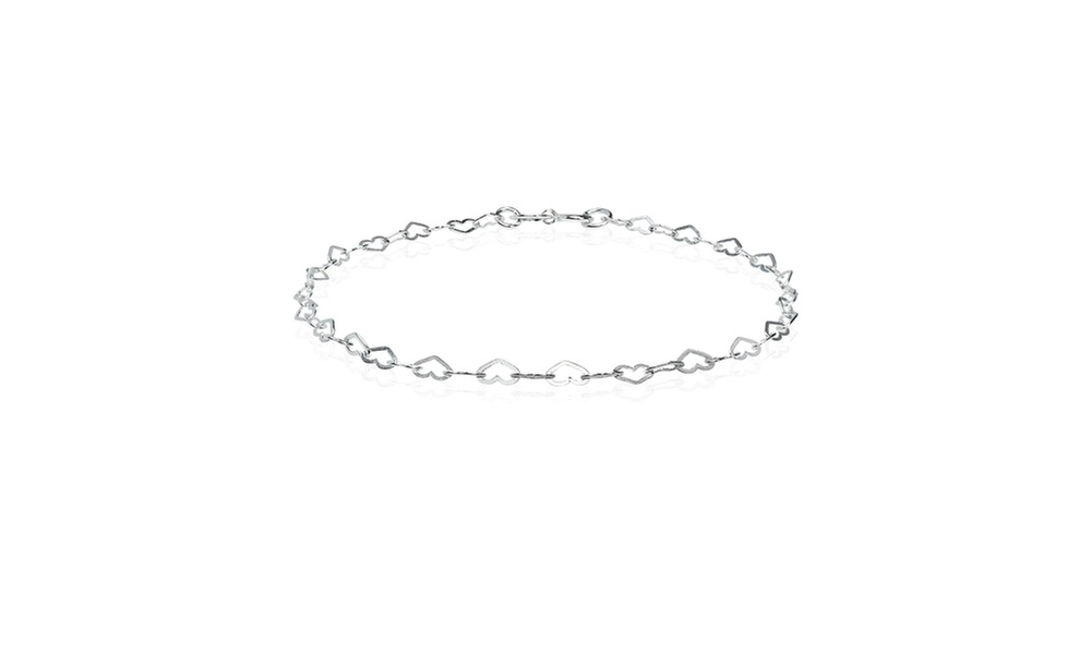 Sterling Silver Heart Link Chain Bracelet