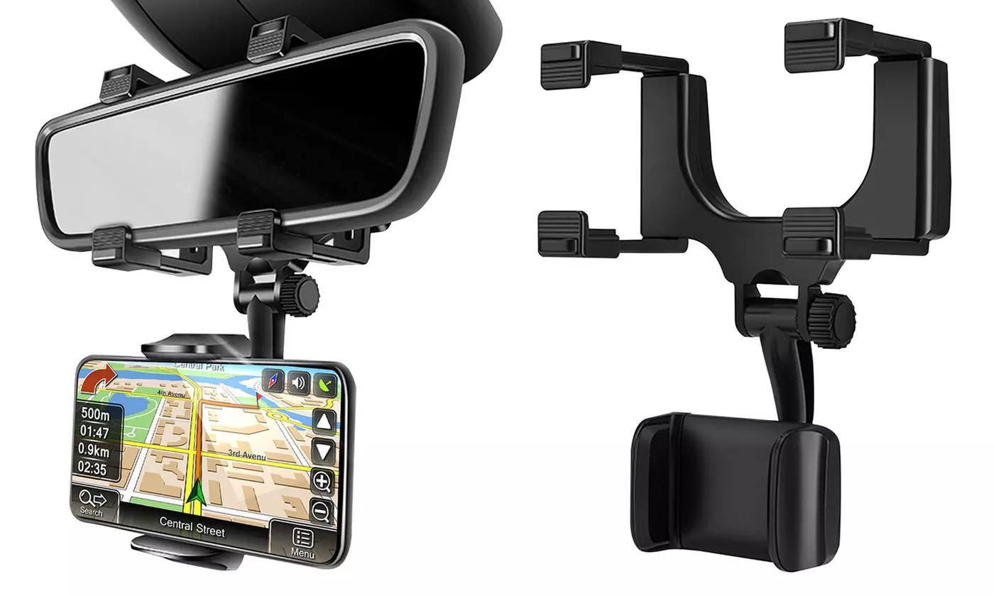 Rear View Mirror Phone Mount 360 Rotatable Car Phone Holder Cell Phone Cradles - Primary Image