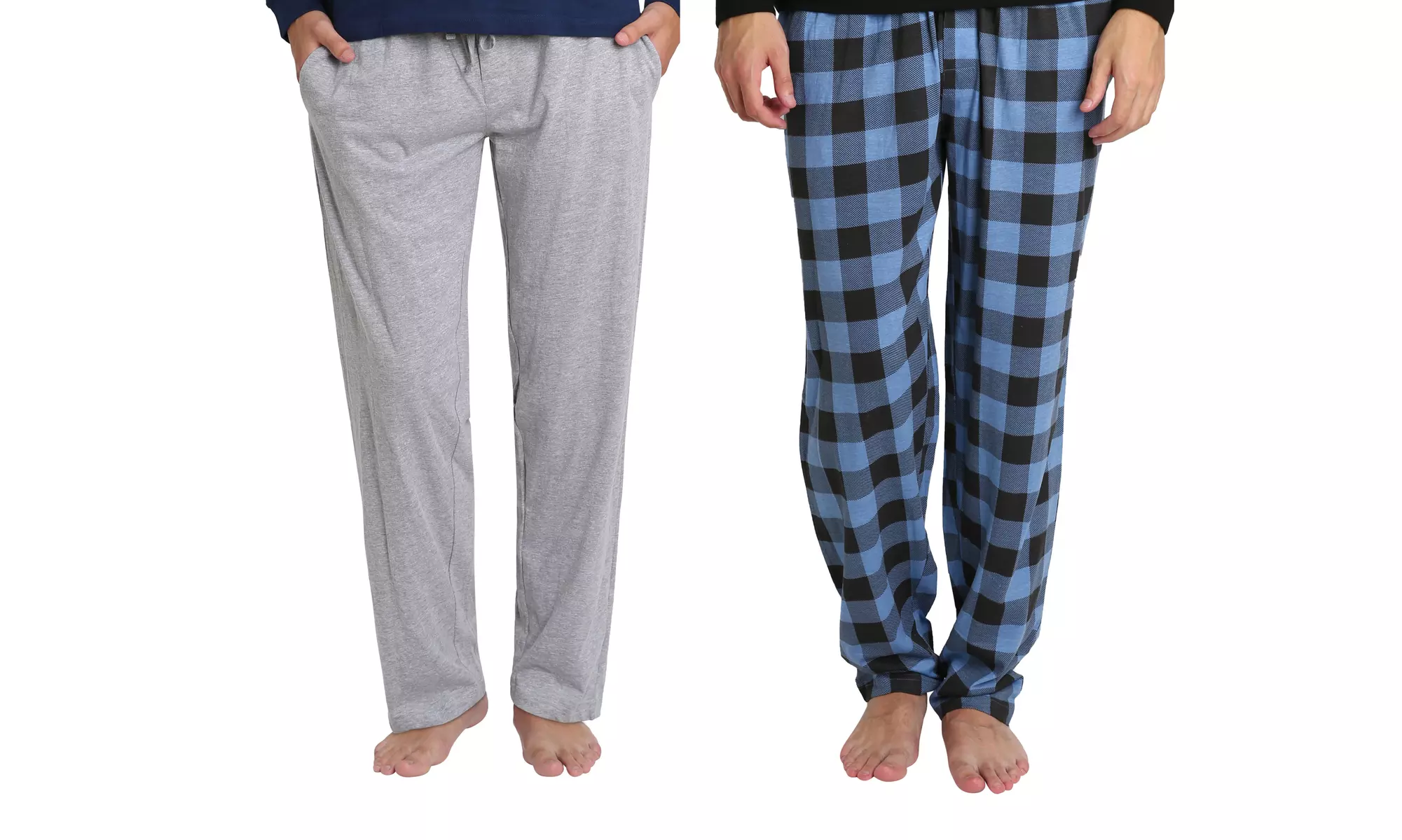 2 Pack Men's Soft Knit Cotton Pajama Pants with Drawstring and Pockets - Primary Image