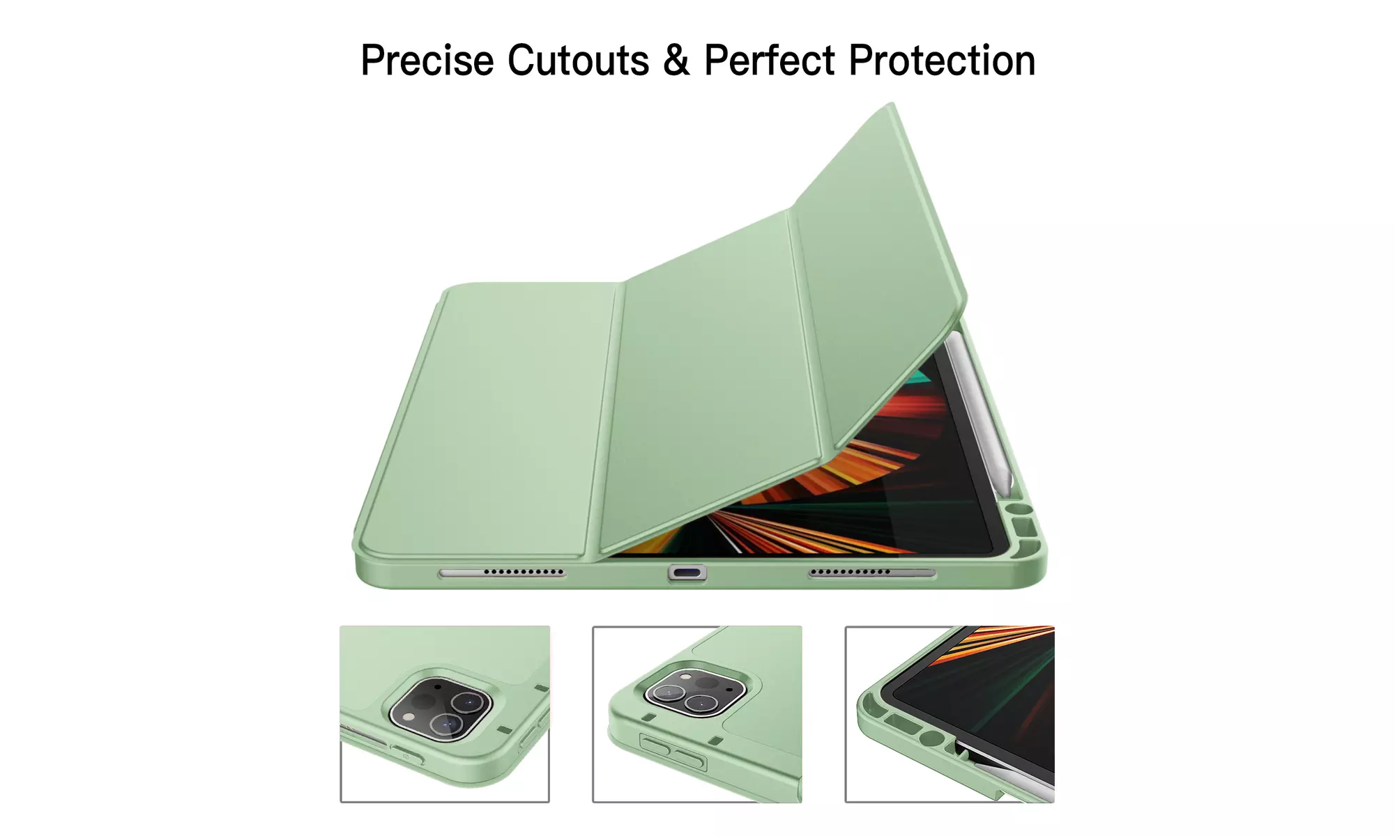 iPad Pro 12.9'' (2022/2021) Case with Pencil Holder, Support 2nd Pencil Charging