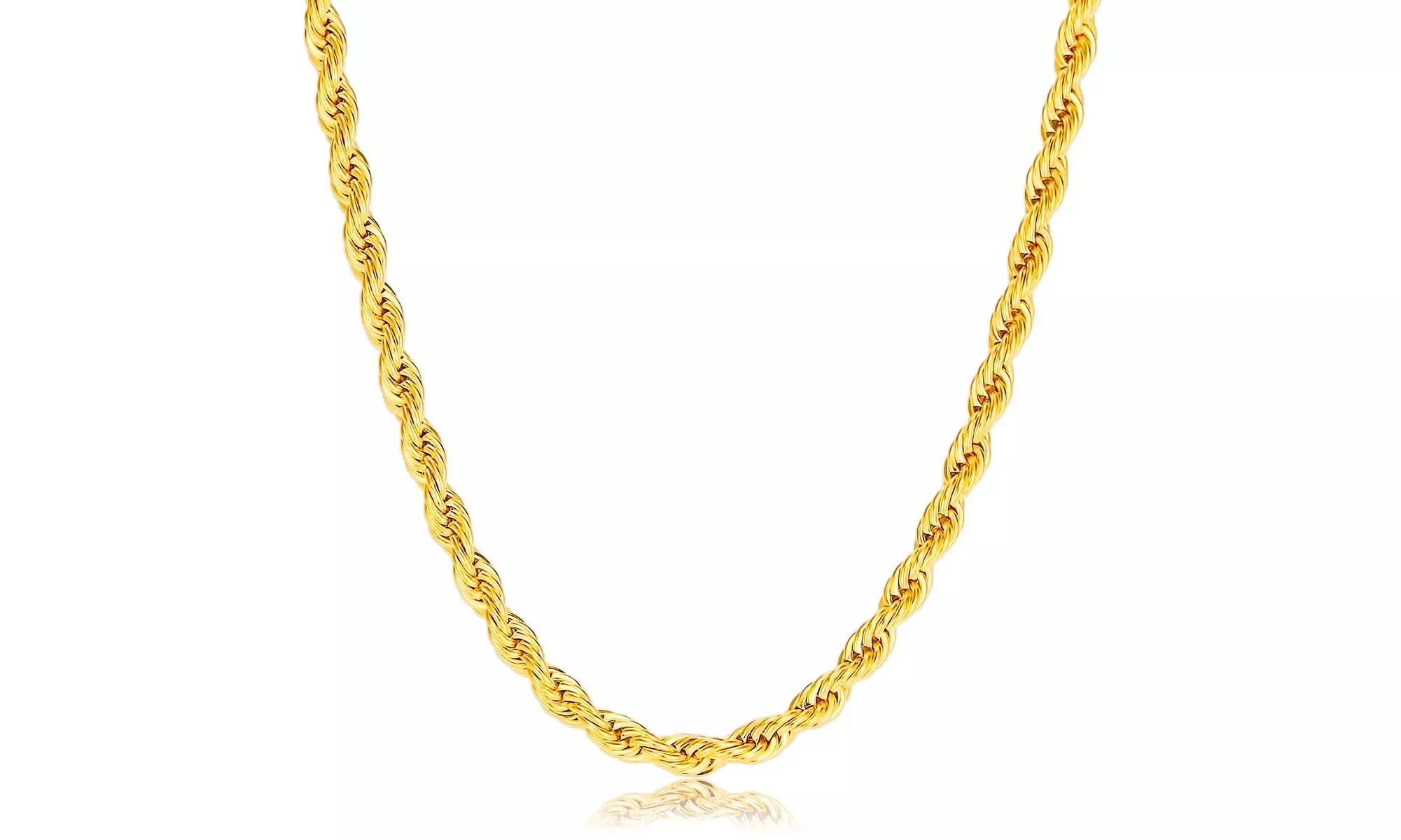 Italian 10K Gold Hollow 4MM Rope Chain Necklace - Primary Image