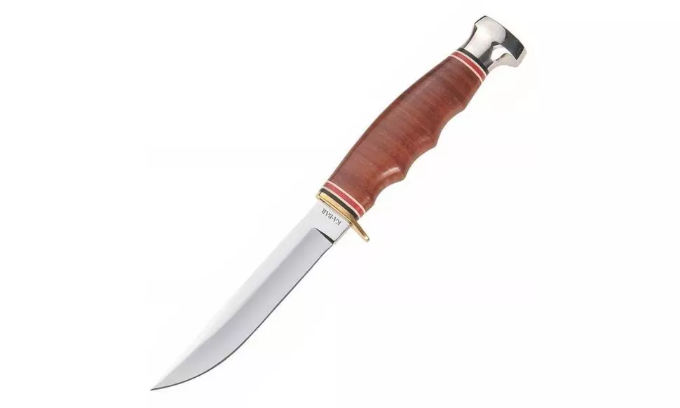 KA-BAR Hunter Fixed Blade Knife, Stacked Leather Handle w/ Sheath #1232 - Primary Image
