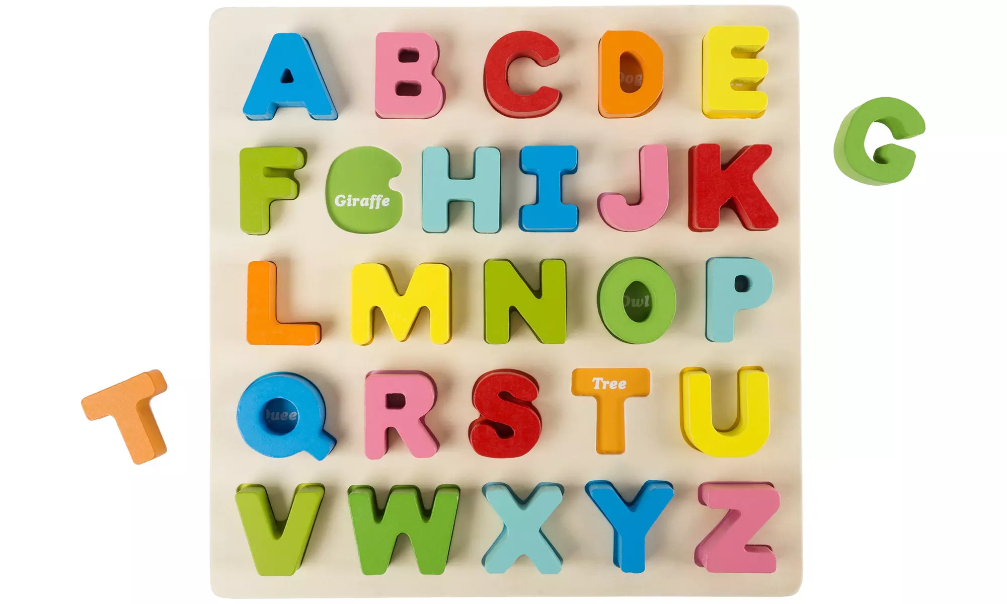 Hey! Play! Wooden Alphabet or Number Puzzle Board - Primary Image