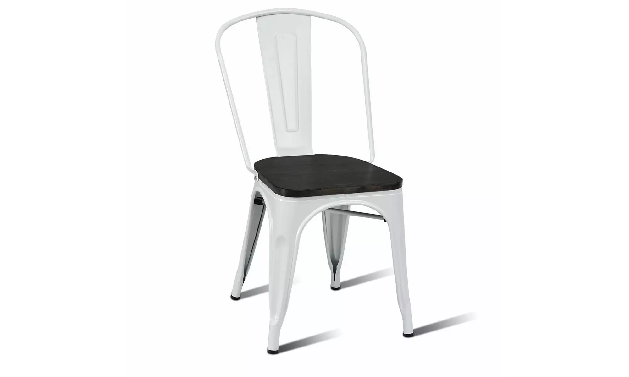 Costway Set of 4 Tolix Style Metal Dining Side Chair Wood Seat Stackable