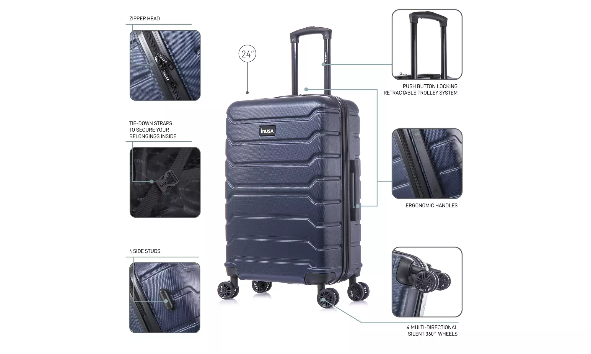InUSA Trend lightweight hardside spinner luggage 20'', 24", 28" 