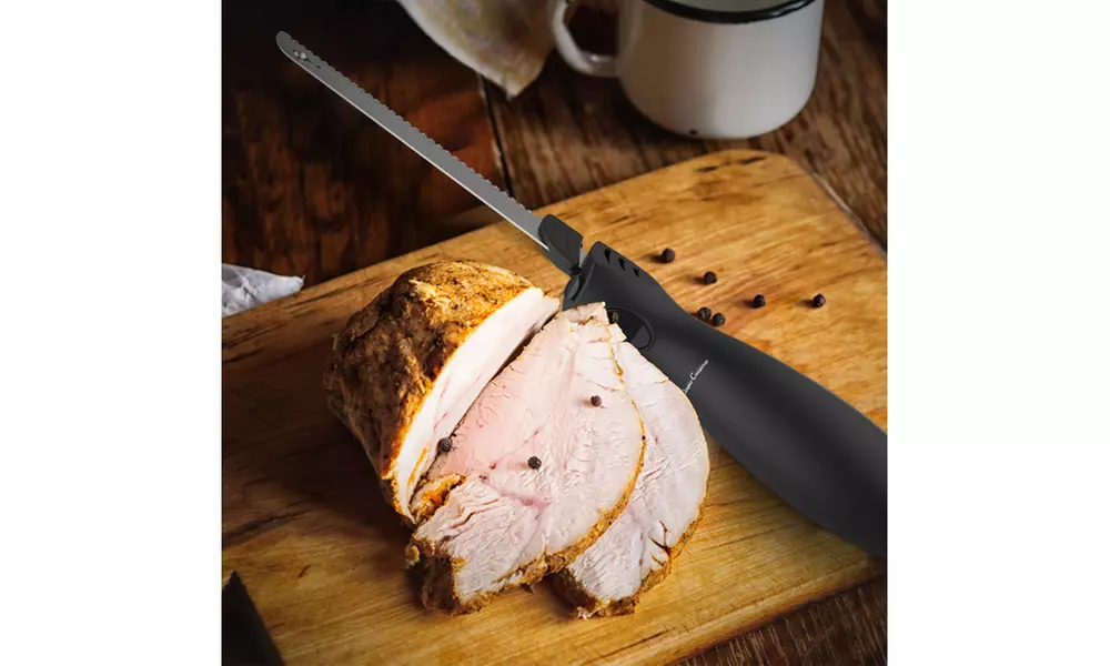 Electric Carving Knife w/ 8 Inch Serrated Stainless Steel Blade & Comfort Handle