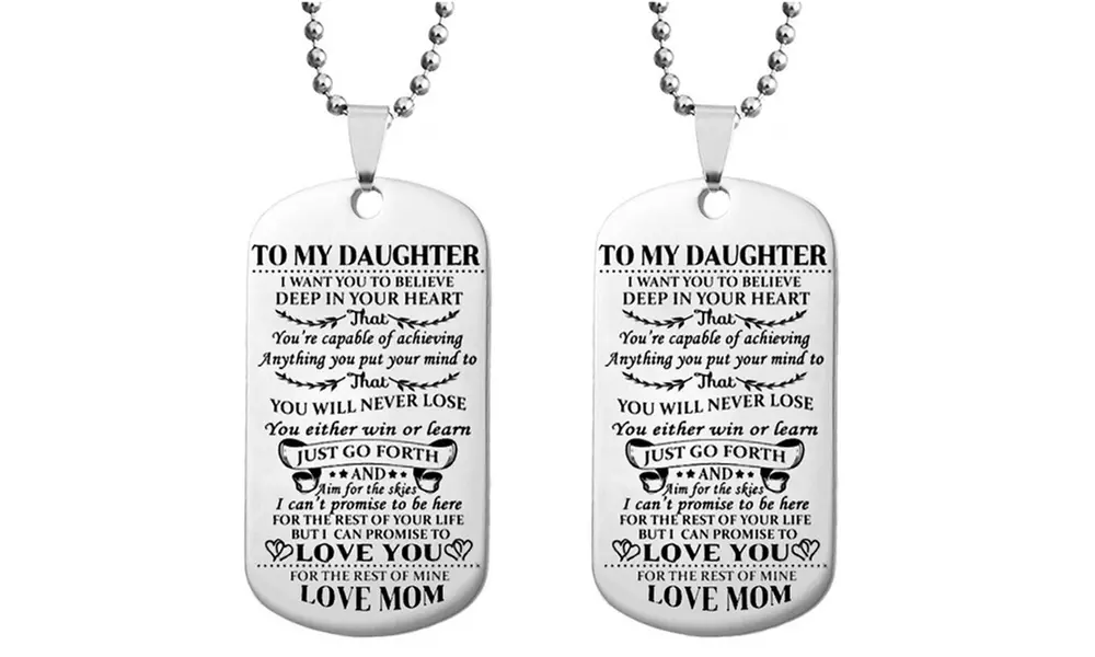 To My Son or To My Daughter Dog Tag Necklace Stainless Steel Military Necklace - Primary Image