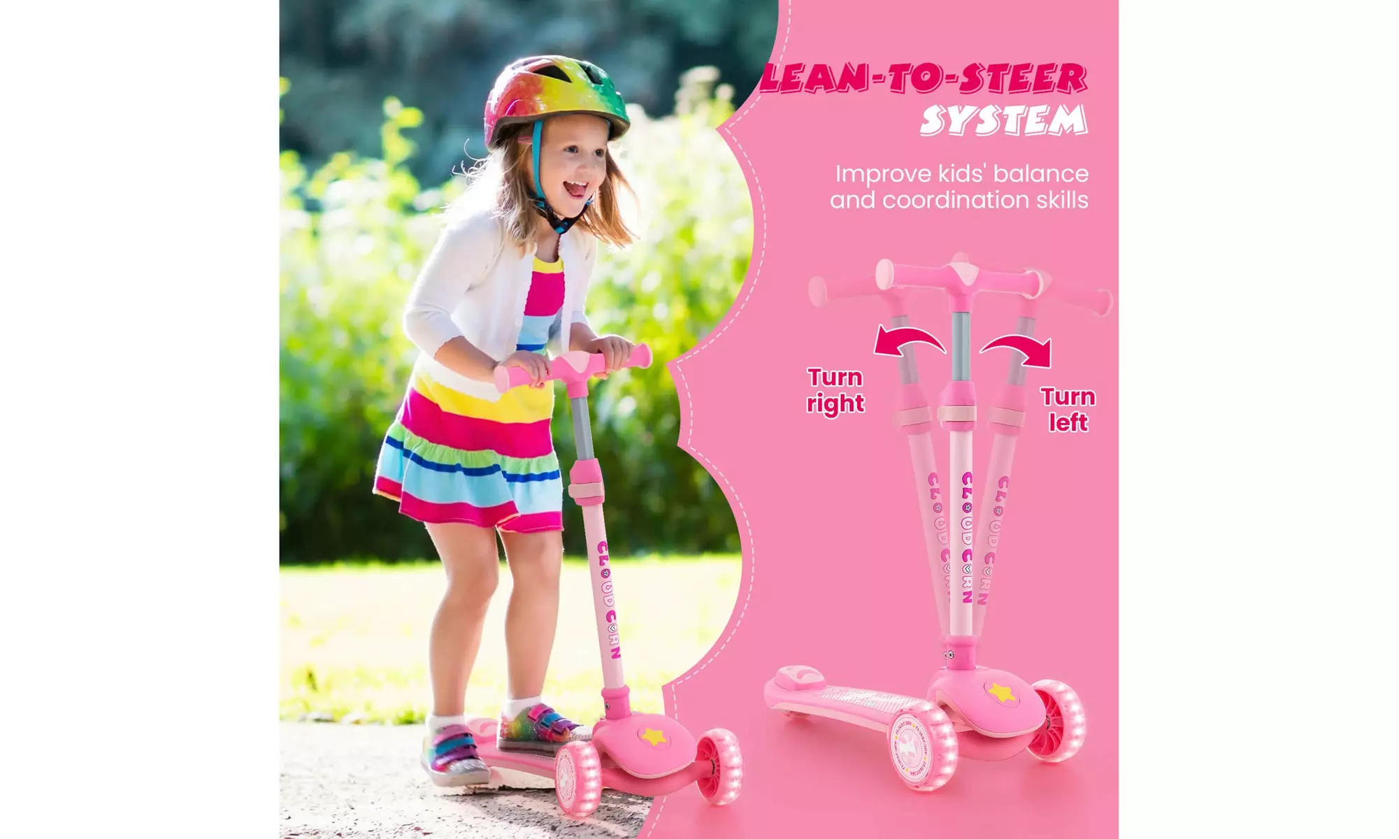 Costway 3-Wheel Kids Scooter Toddler Folding Balancing Kick Scooter