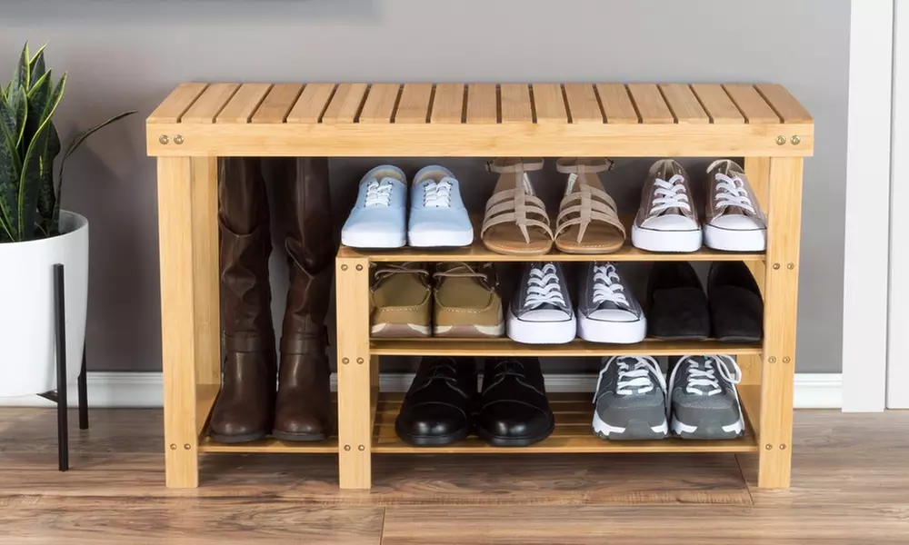 Bamboo Shoe Rack Bench by Lavish Home - Primary Image