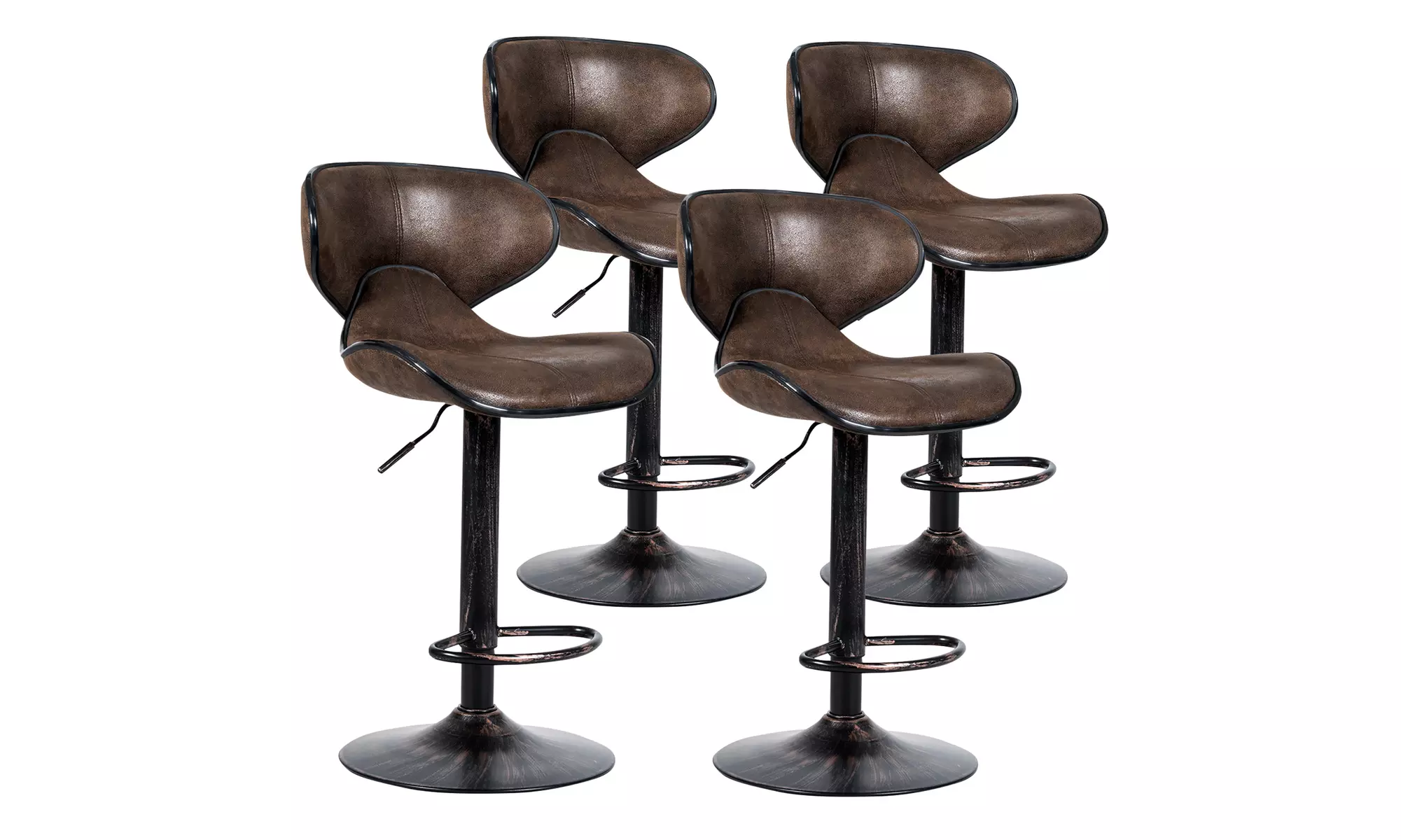 Costway Set of 4 Adjustable Bar Stools Swivel Bar Chairs w/Backrest Retro - Primary Image